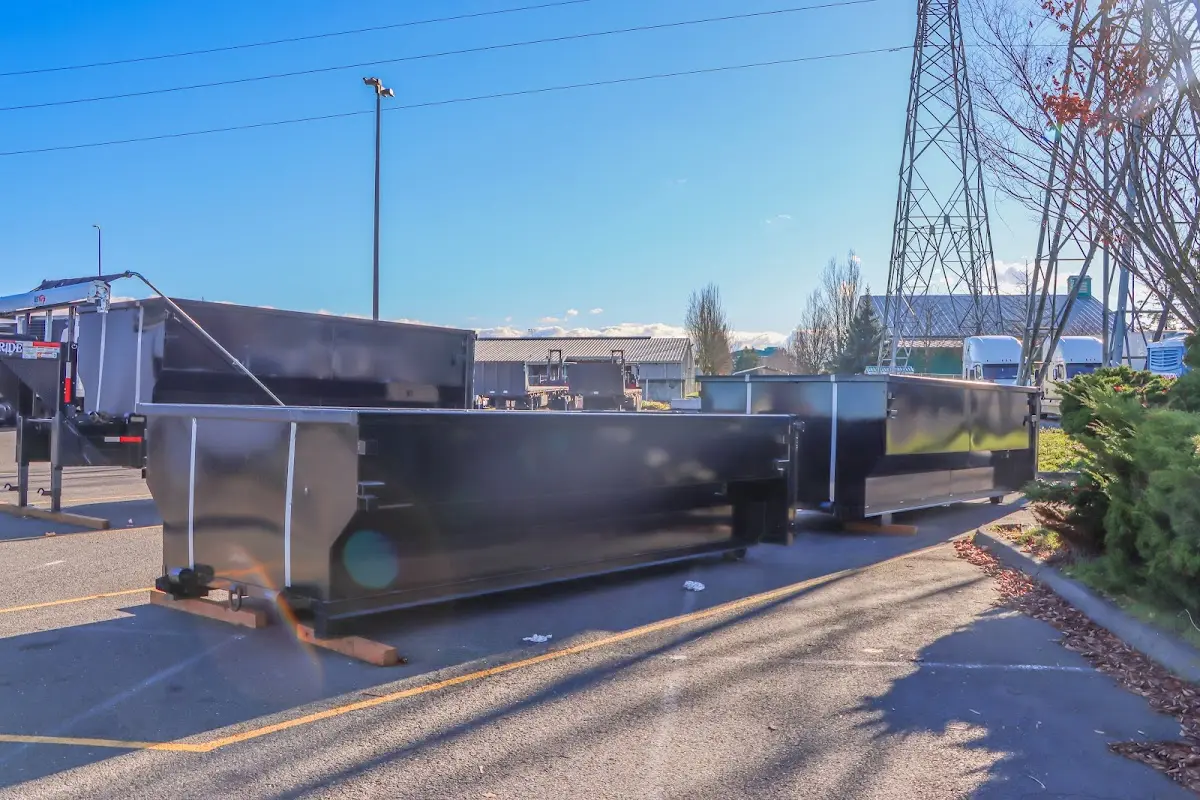 Roll-off dumpster ready for waste disposal at job site for 6 Yard Dumpster Rental in Redding